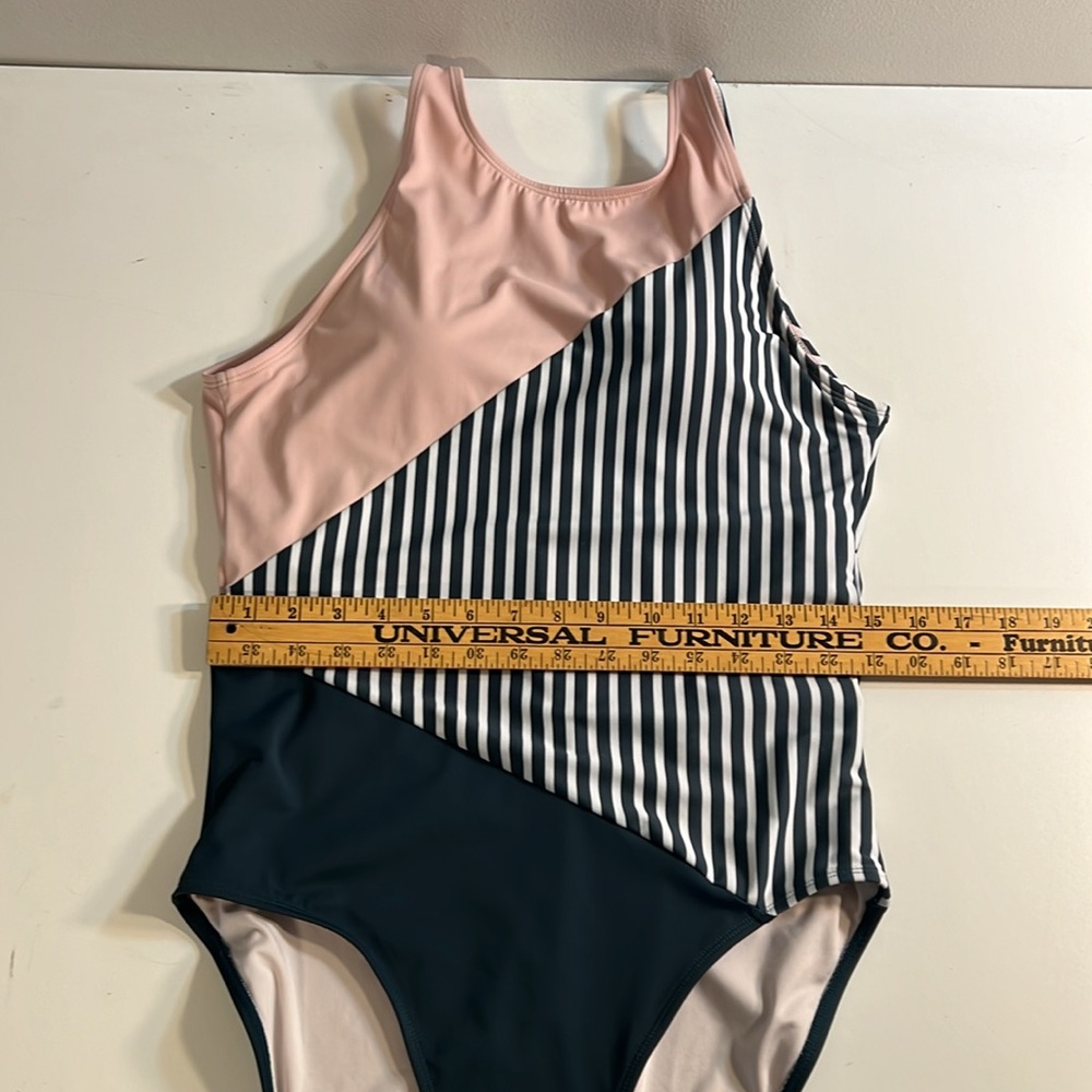 Seneta Athletics One Piece Bathing Suit in Pink, Green & White Sz XL - Picture 5 of 10